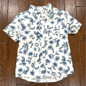 J Crew Crewcuts Button Down Shirt Boys 4-5  Floral Short Sleeve Pocket Summer‎